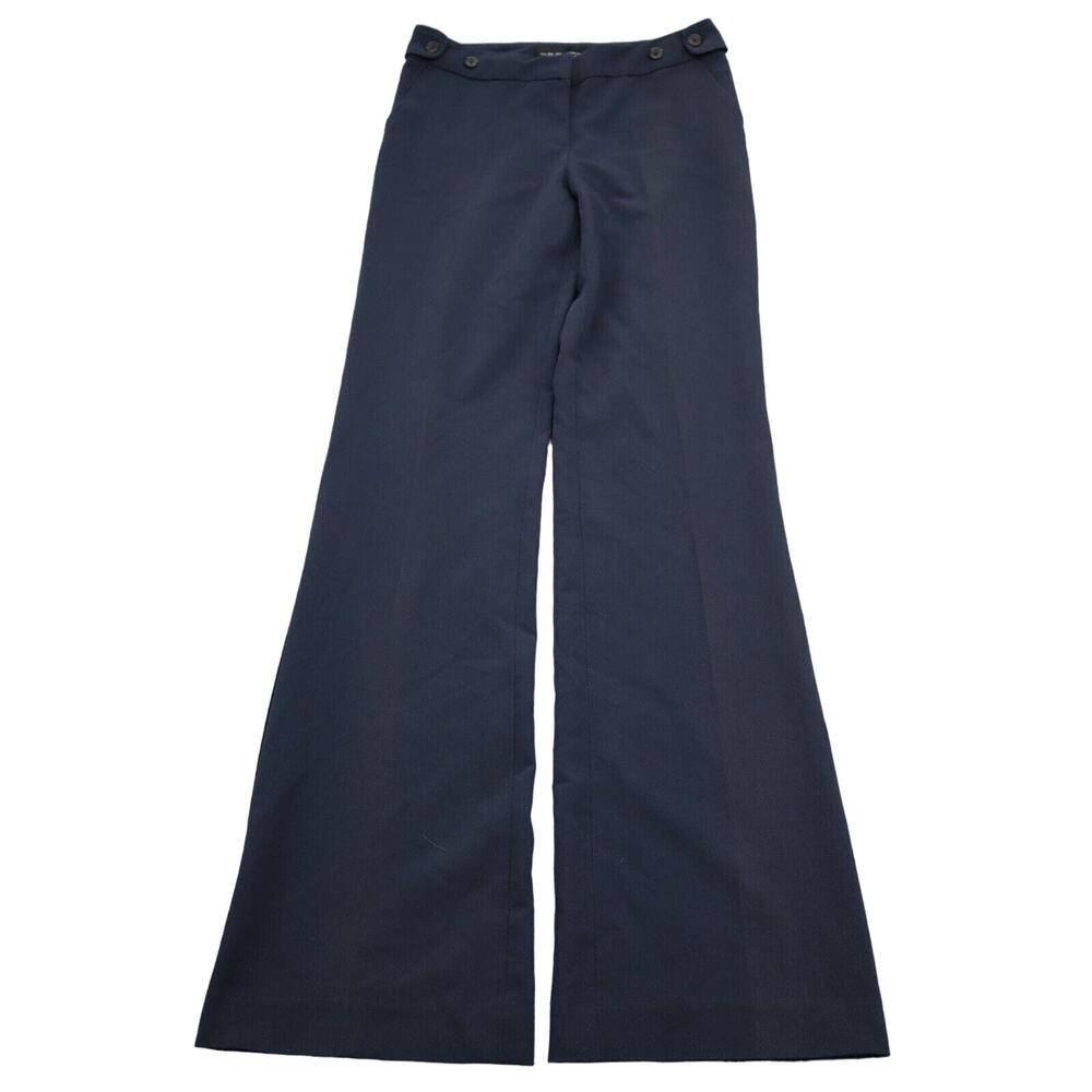 My Bajee Collection Pants Women S Blue Mid Rise Flat Front Flare Leg Dress Pants
